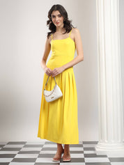 KOTTY Women A-line Yellow Midi/Calf Length Dress