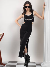 KOTTY Women Bodycon Black Midi/Calf Length Dress