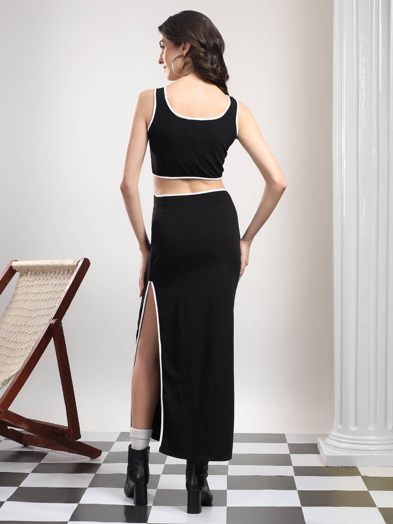 KOTTY Women Bodycon Black Midi/Calf Length Dress