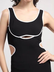 KOTTY Women Bodycon Black Midi/Calf Length Dress