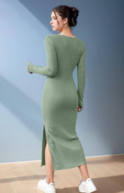 kotty Women Bodycon Green Below Knee Dress