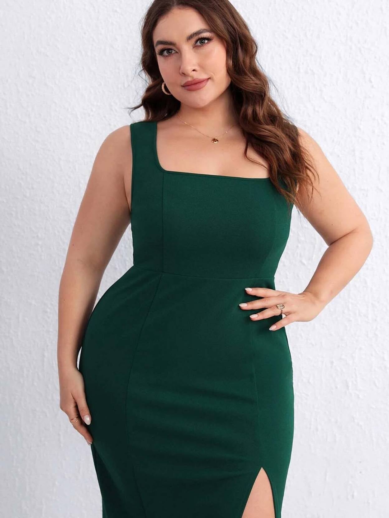 Curvy CLOSET  Women Bodycon Green Knee Length Dress