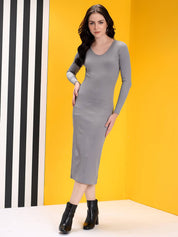 KOTTY Women Bodycon Grey Below Knee Dress