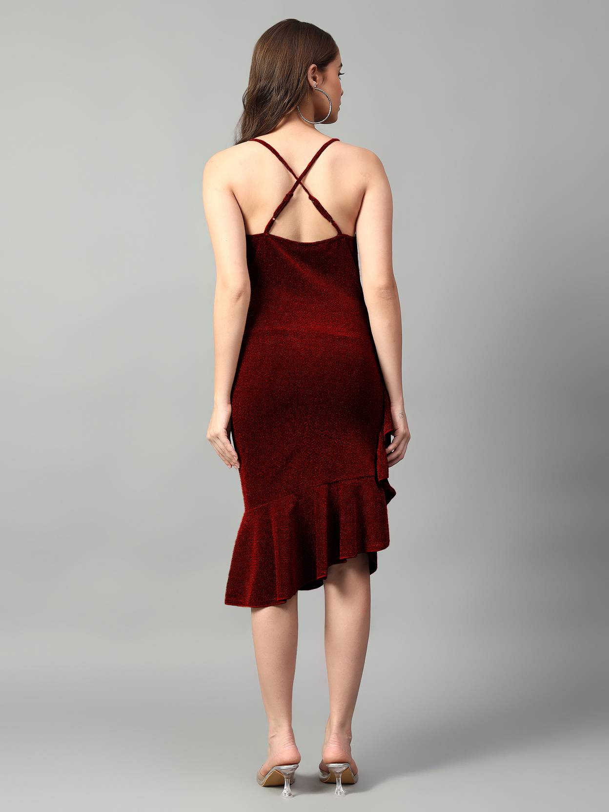 KOTTY Women Bodycon Maroon Knee Length Dress