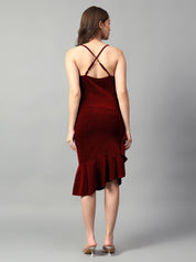 KOTTY Women Bodycon Maroon Knee Length Dress
