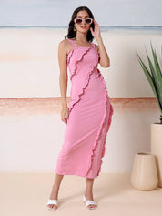 kotty Women Bodycon Pink Maxi/Full Length Dress
