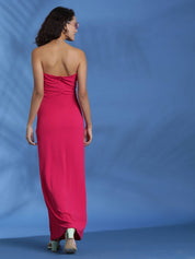 KOTTY Women Bodycon Pink Maxi/Full Length Dress