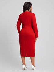 KOTTY Women Bodycon Red Midi/Calf Length Dress