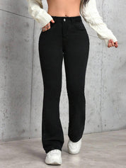 KOTTY  Women Boot-Leg High Rise Black Jeans