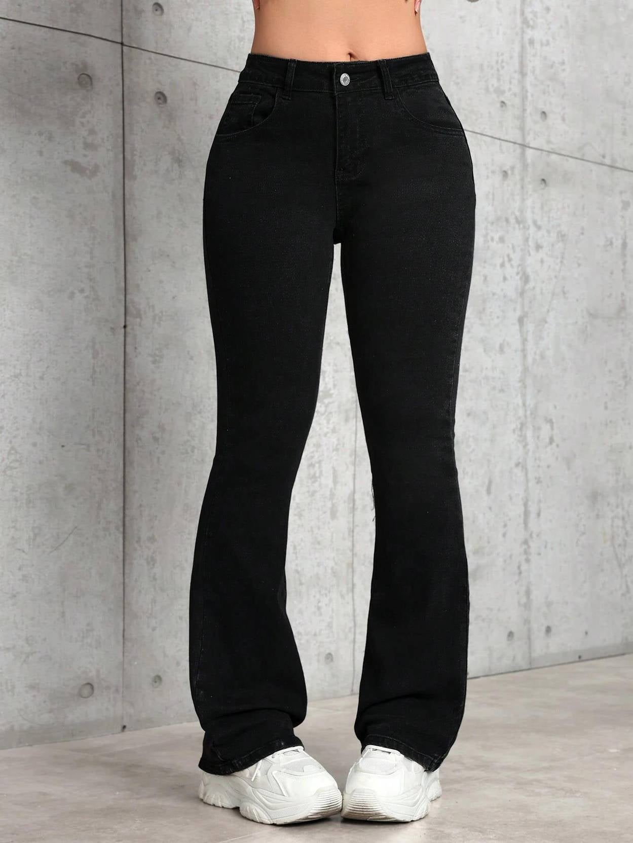 KOTTY  Women Boot-Leg High Rise Black Jeans