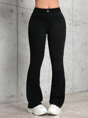 KOTTY  Women Boot-Leg High Rise Black Jeans