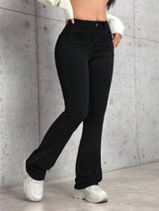 KOTTY  Women Boot-Leg High Rise Black Jeans