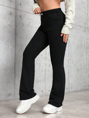 KOTTY  Women Boot-Leg High Rise Black Jeans