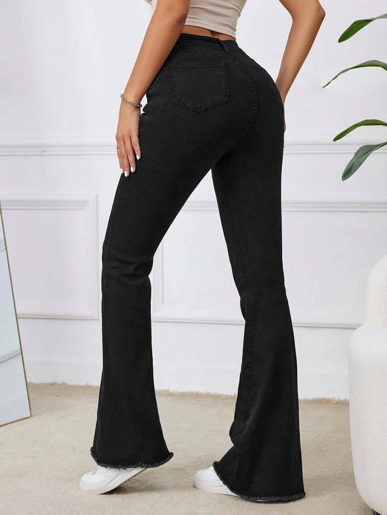 KOTTY Women Boot-Leg High Rise Black Jeans
