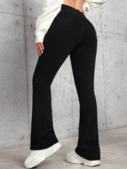 KOTTY  Women Boot-Leg High Rise Black Jeans