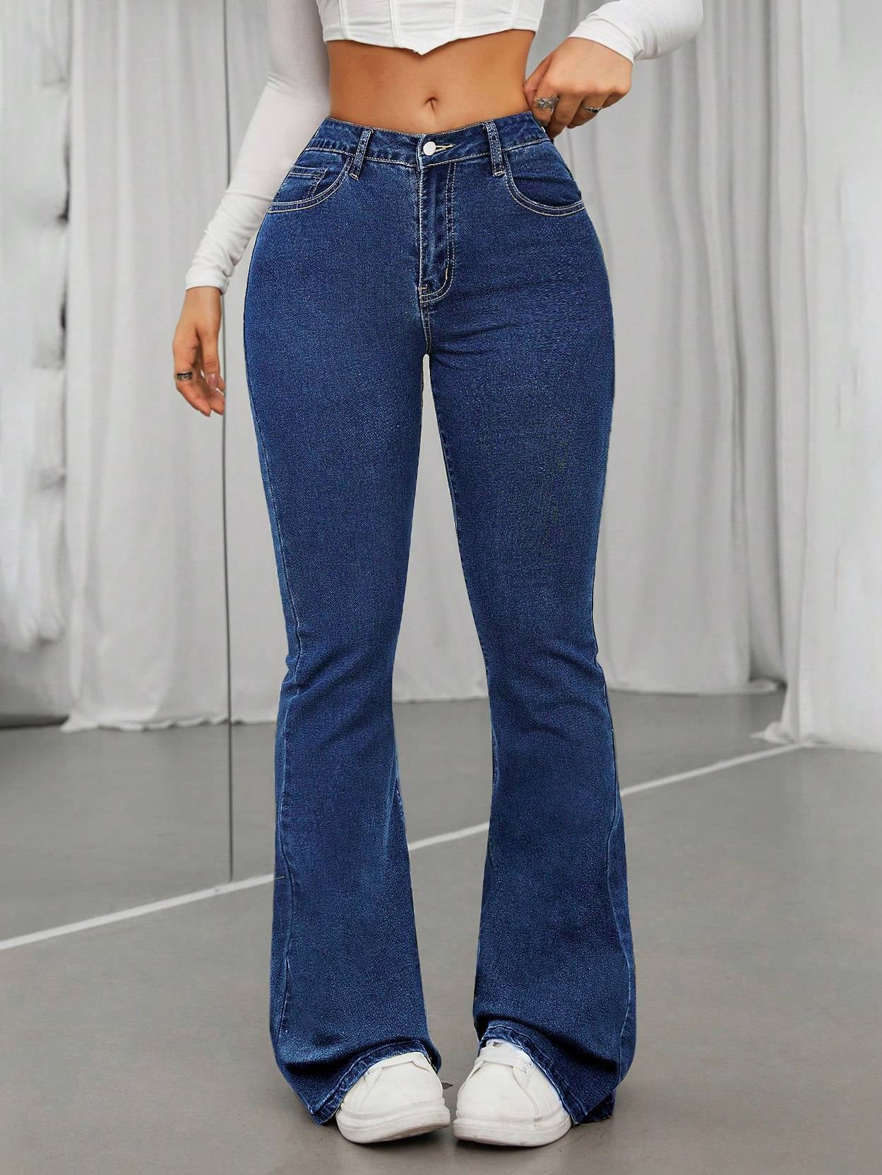 KOTTY Women Boot-Leg High Rise Blue Jeans