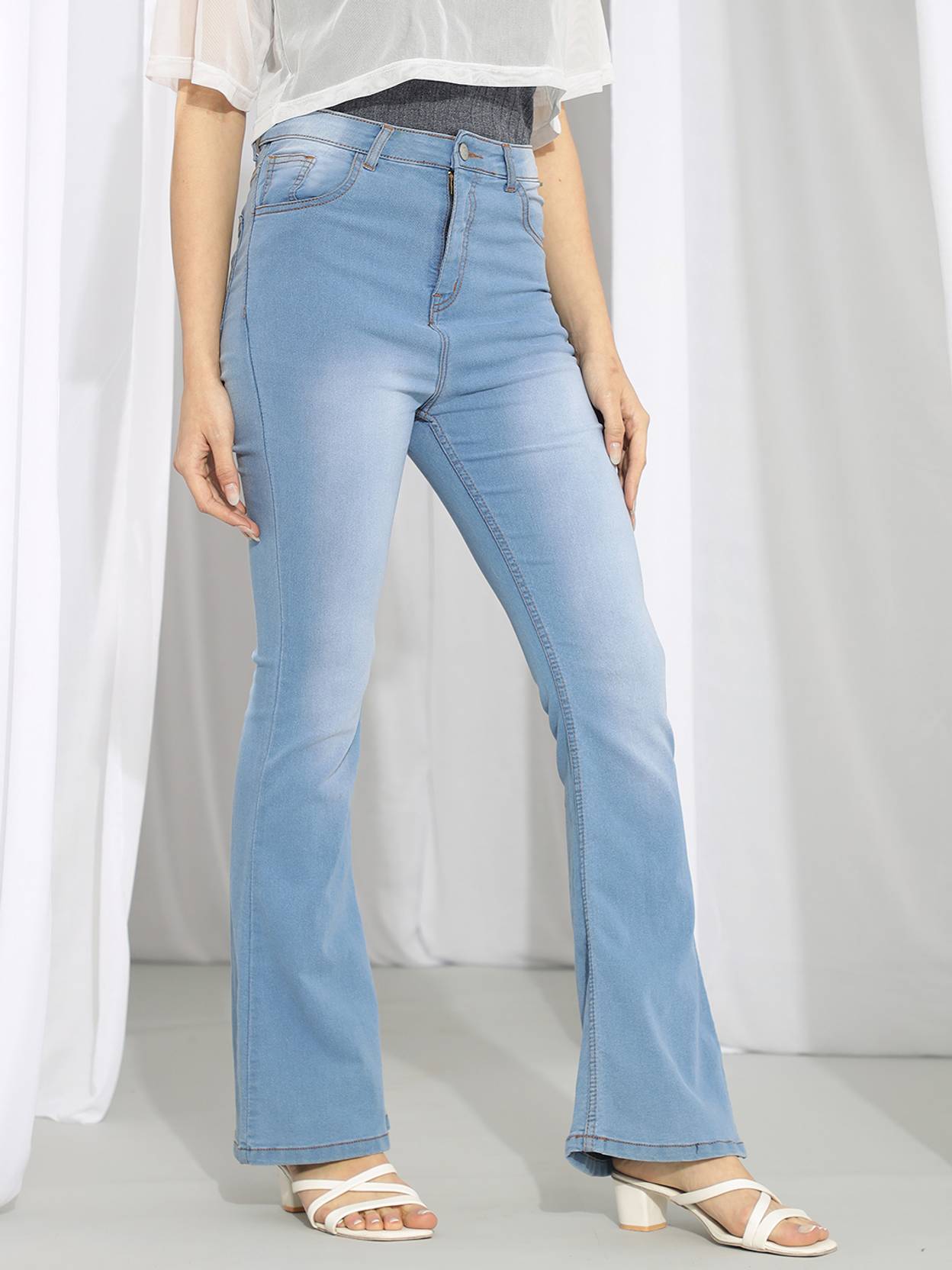 KOTTY Women Boot-Leg High Rise Blue Jeans