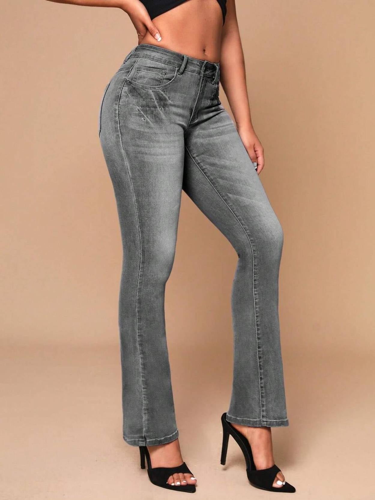 KOTTY Women Boot-Leg High Rise Dark Grey Jeans