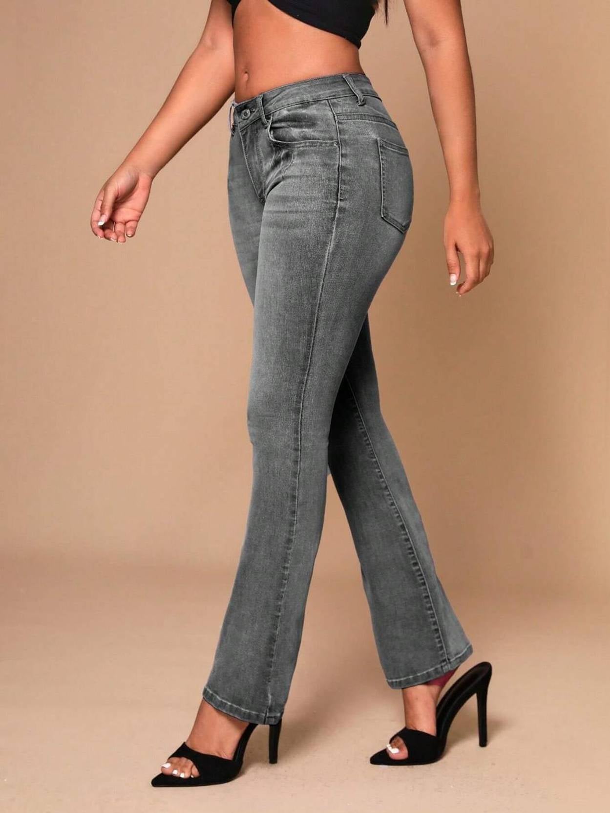KOTTY Women Boot-Leg High Rise Dark Grey Jeans