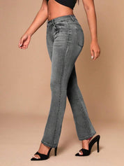 KOTTY Women Boot-Leg High Rise Dark Grey Jeans