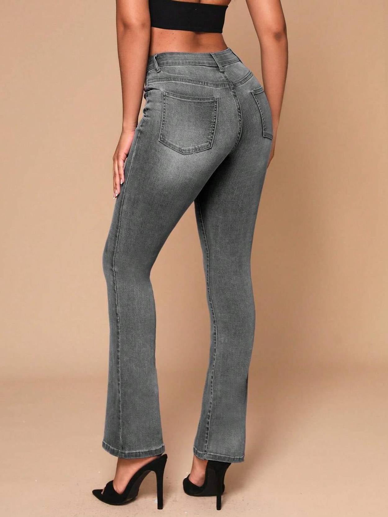 KOTTY Women Boot-Leg High Rise Dark Grey Jeans