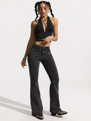 KOTTY Women Boot-Leg High Rise Grey Jeans