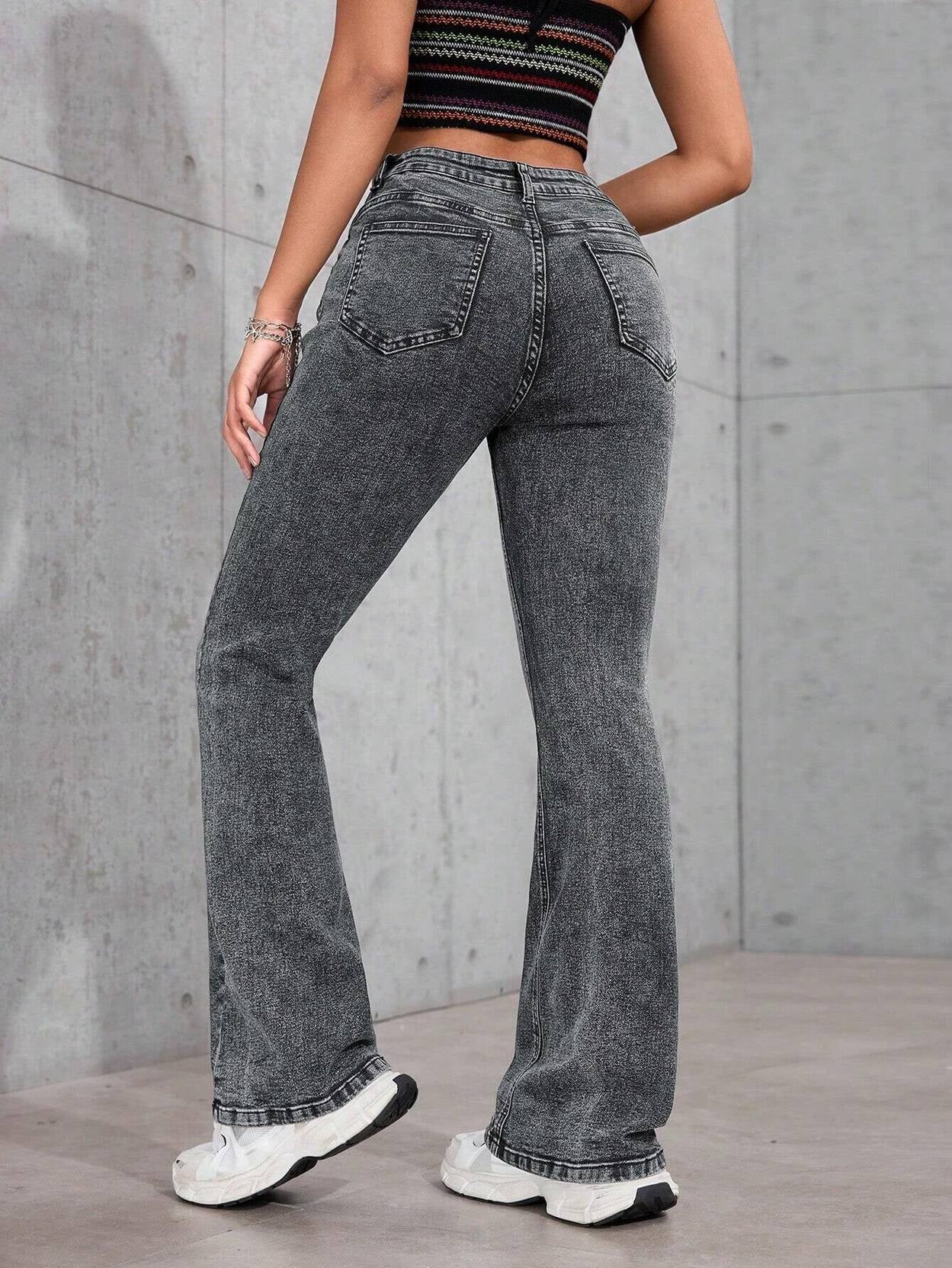 KOTTY Women Boot-Leg High Rise Grey Jeans