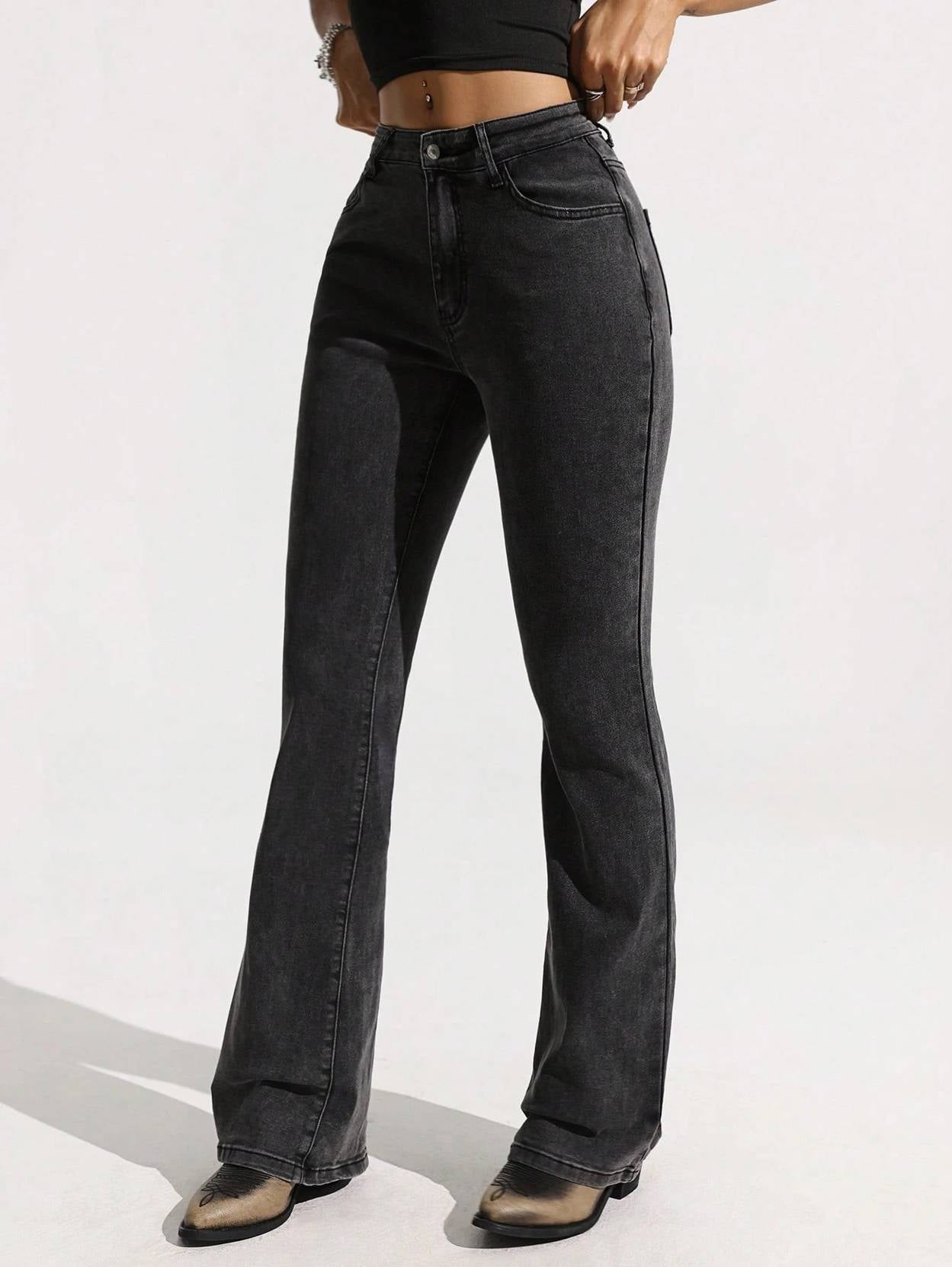 KOTTY Women Boot-Leg High Rise Grey Jeans