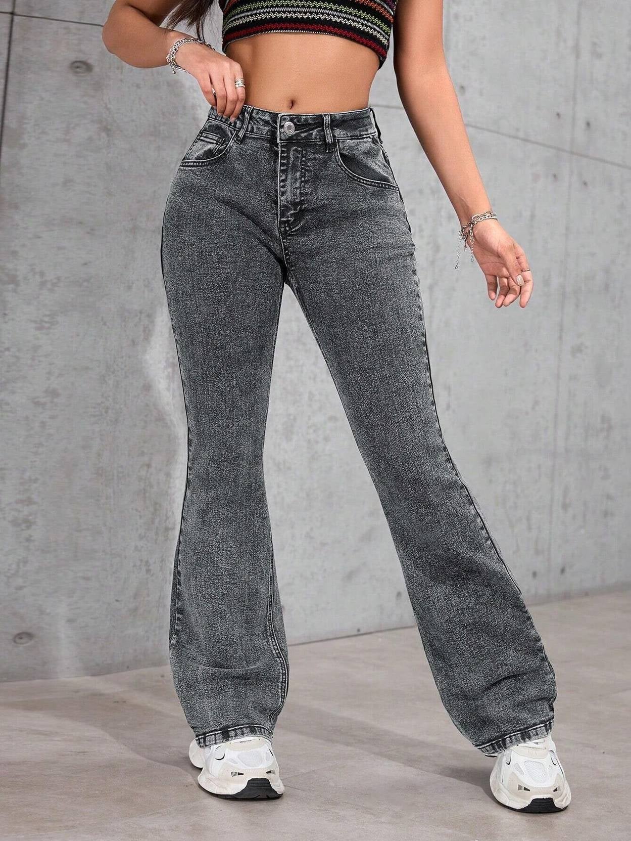 KOTTY Women Boot-Leg High Rise Grey Jeans