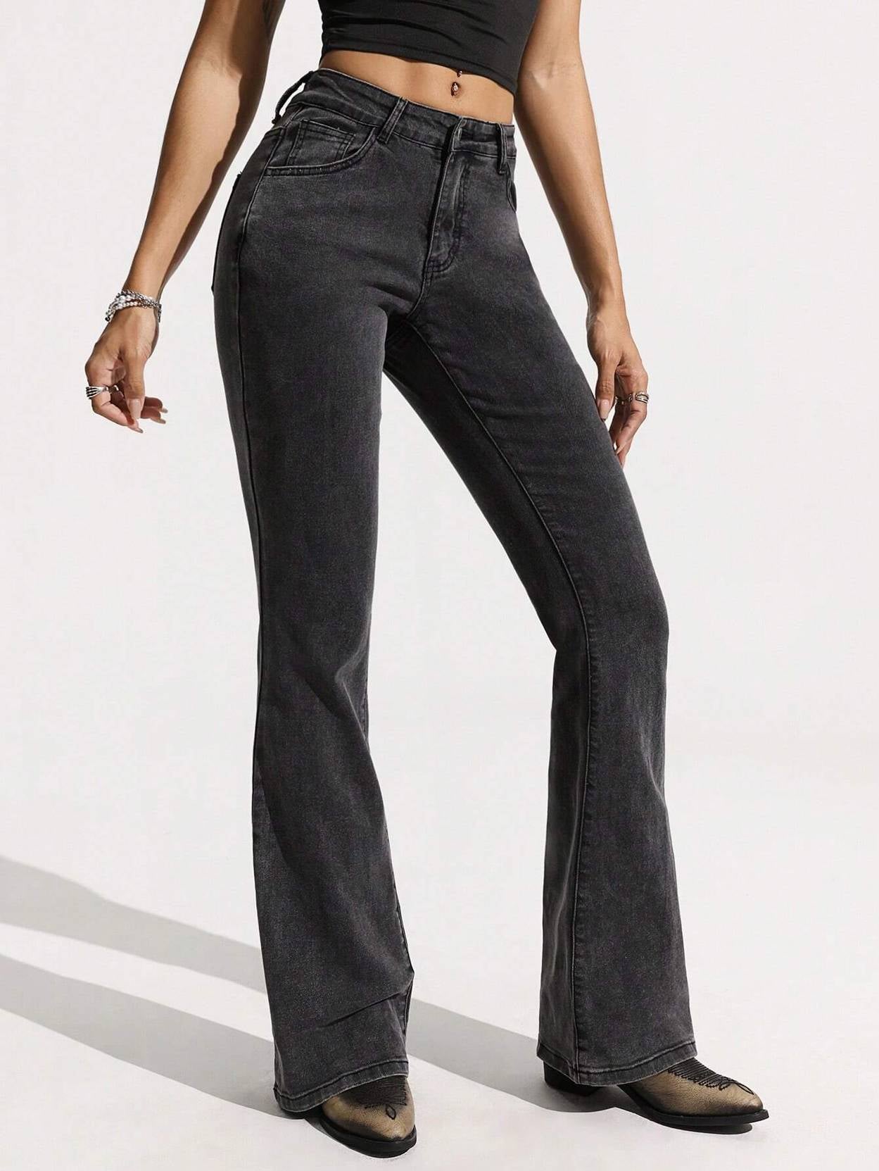 KOTTY Women Boot-Leg High Rise Grey Jeans