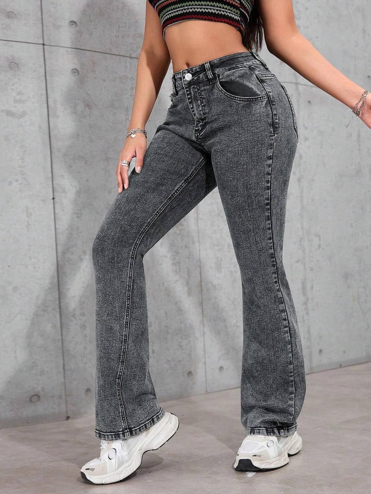 KOTTY Women Boot-Leg High Rise Grey Jeans