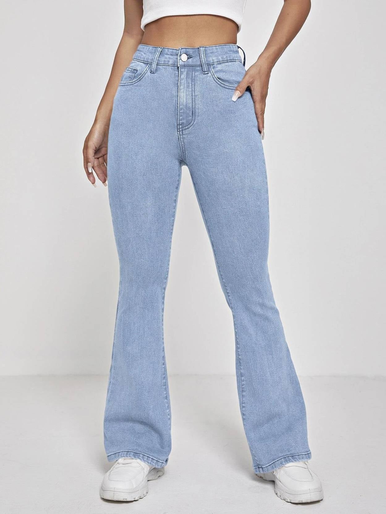 KOTTY Women Boot-Leg High Rise Light Blue Jeans