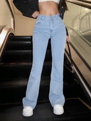 KOTTY Women Boot-Leg High Rise Light Blue Jeans