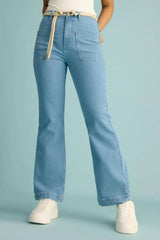 KOTTY  Women Boot-Leg High Rise Light Blue Jeans