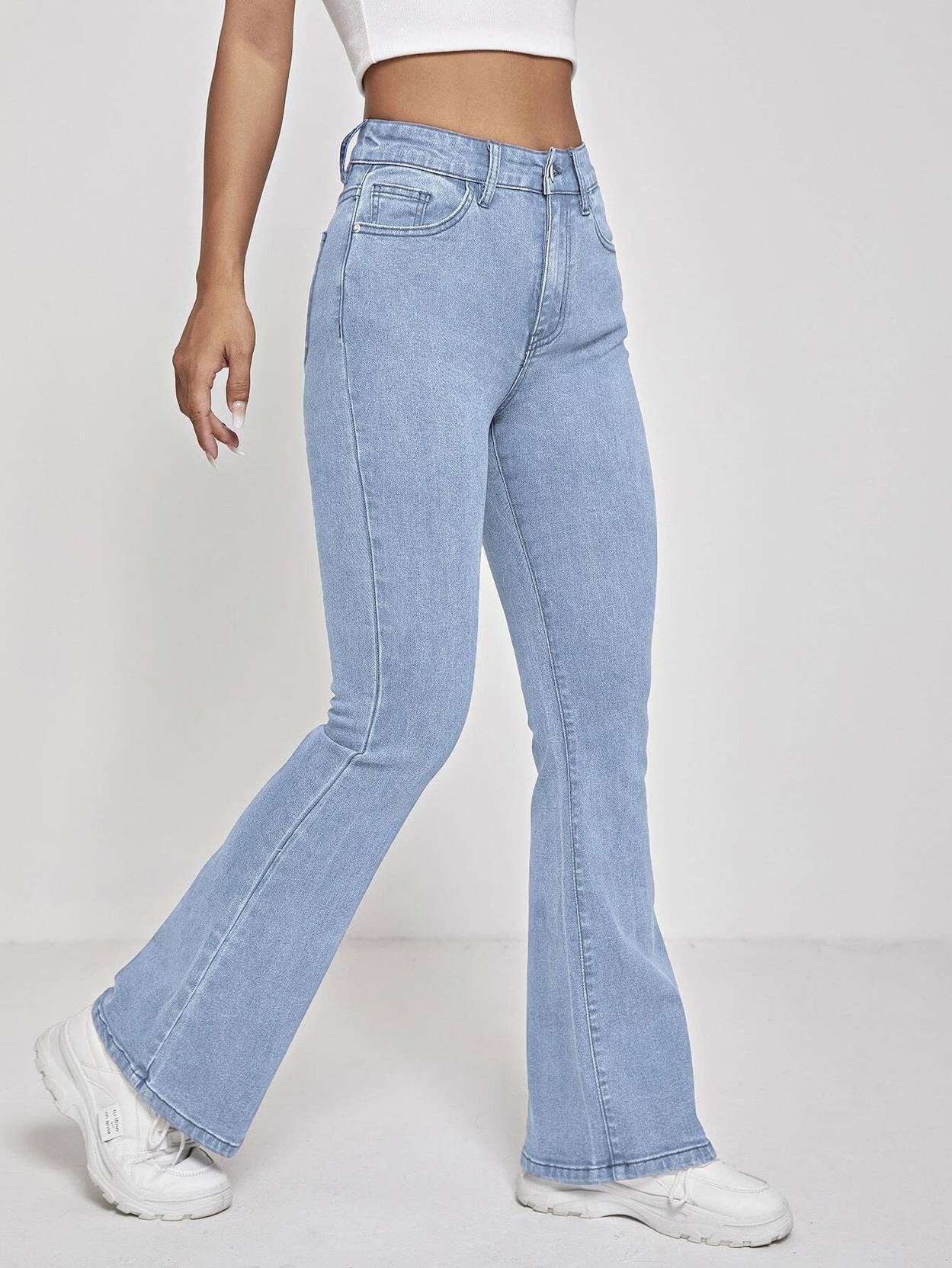 KOTTY Women Boot-Leg High Rise Light Blue Jeans