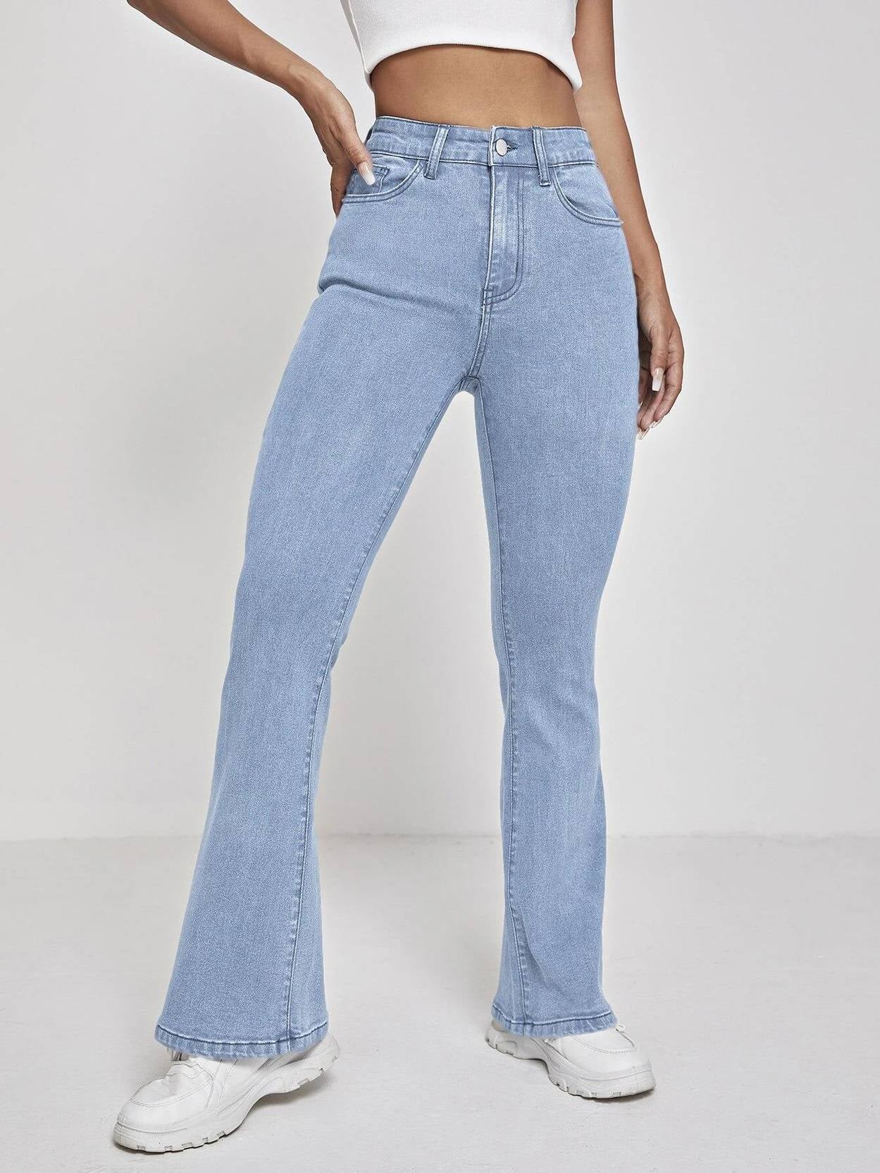 KOTTY Women Boot-Leg High Rise Light Blue Jeans