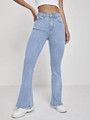KOTTY Women Boot-Leg High Rise Light Blue Jeans