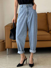 kotty Women Boyfriend Mid Rise Blue Jeans