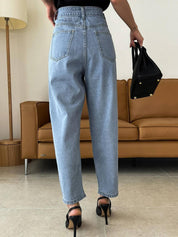 kotty Women Boyfriend Mid Rise Blue Jeans