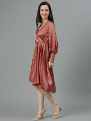 KOTTY Women Fit and Flare Brown Knee Length Dress