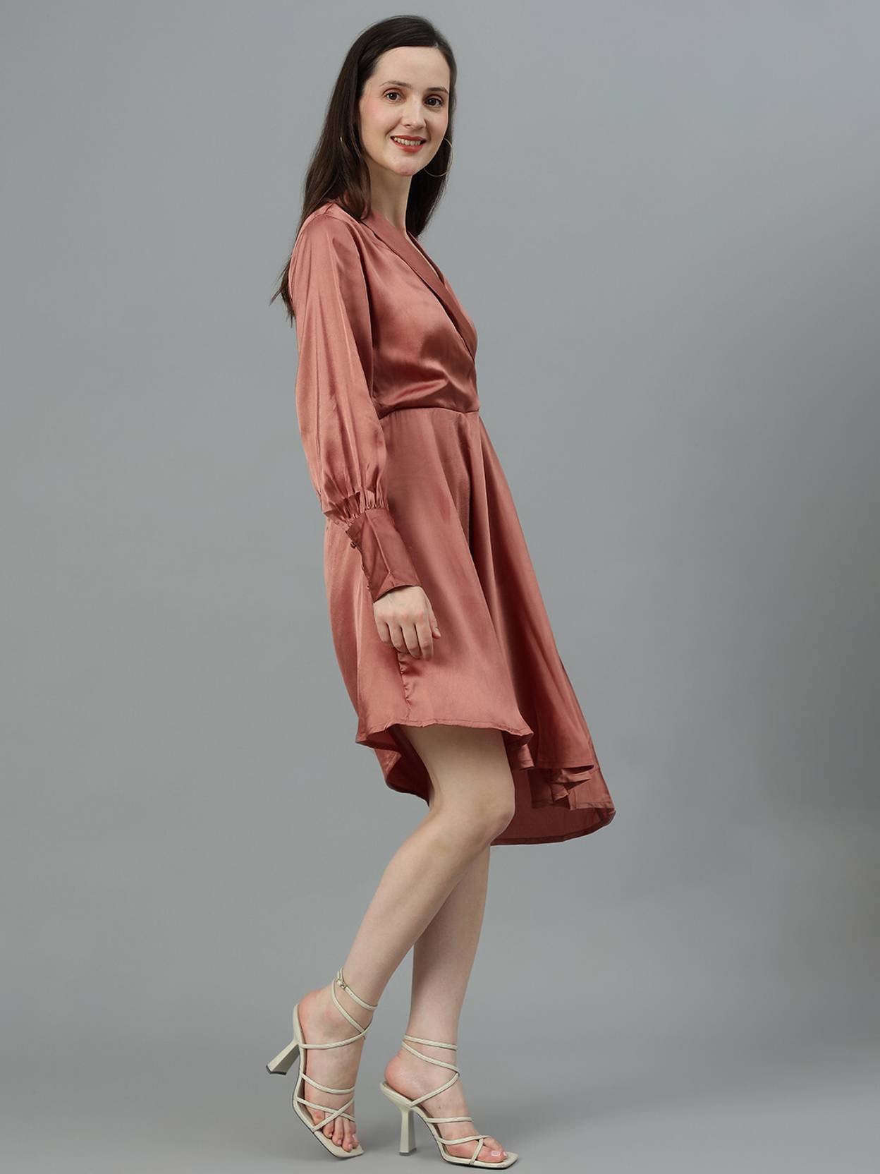KOTTY Women Fit and Flare Brown Knee Length Dress