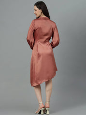 KOTTY Women Fit and Flare Brown Knee Length Dress
