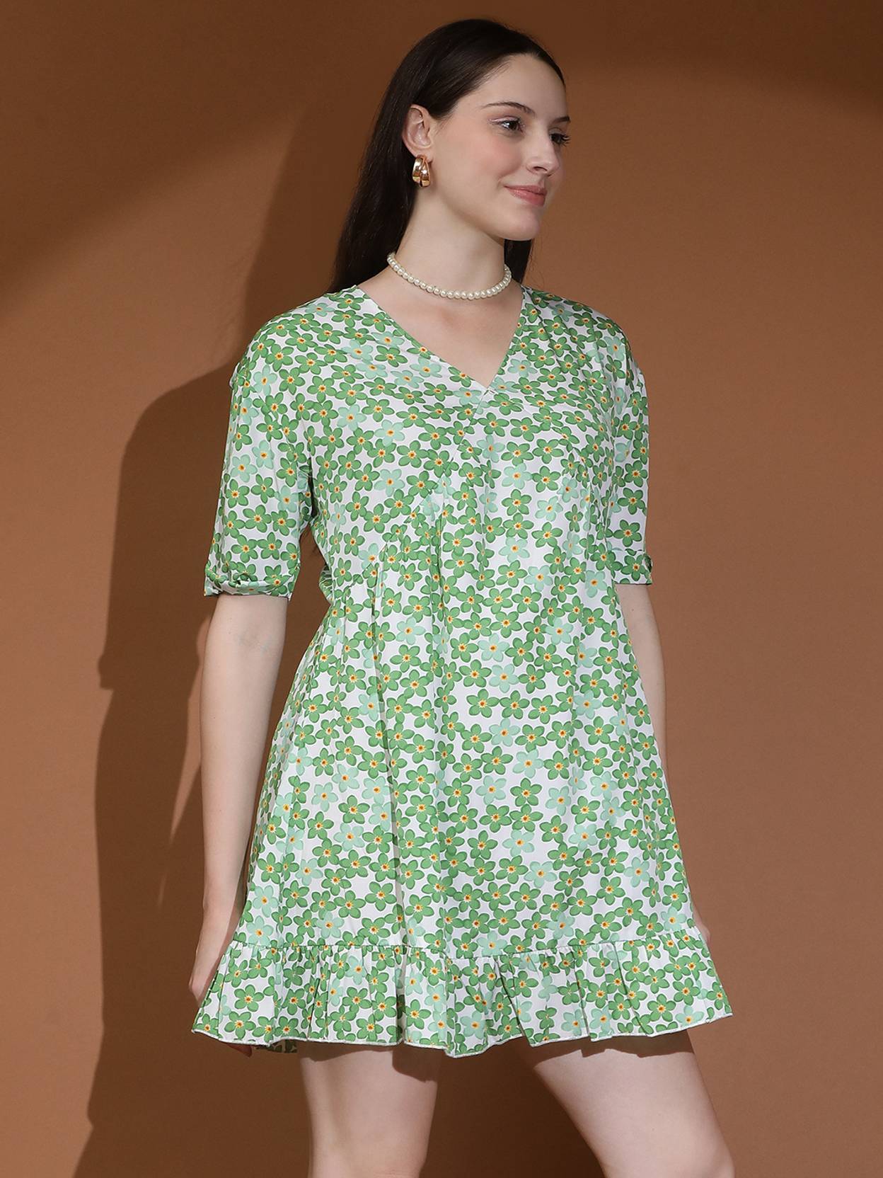 KOTTY Women Fit and Flare Green, Light Blue, Orange Above Knee/Mid Thigh Length Dress