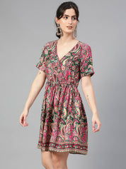KOTTY Women Fit and Flare Multicolor Above Knee/Mid Thigh Length Dress