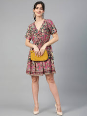 KOTTY Women Fit and Flare Multicolor Above Knee/Mid Thigh Length Dress