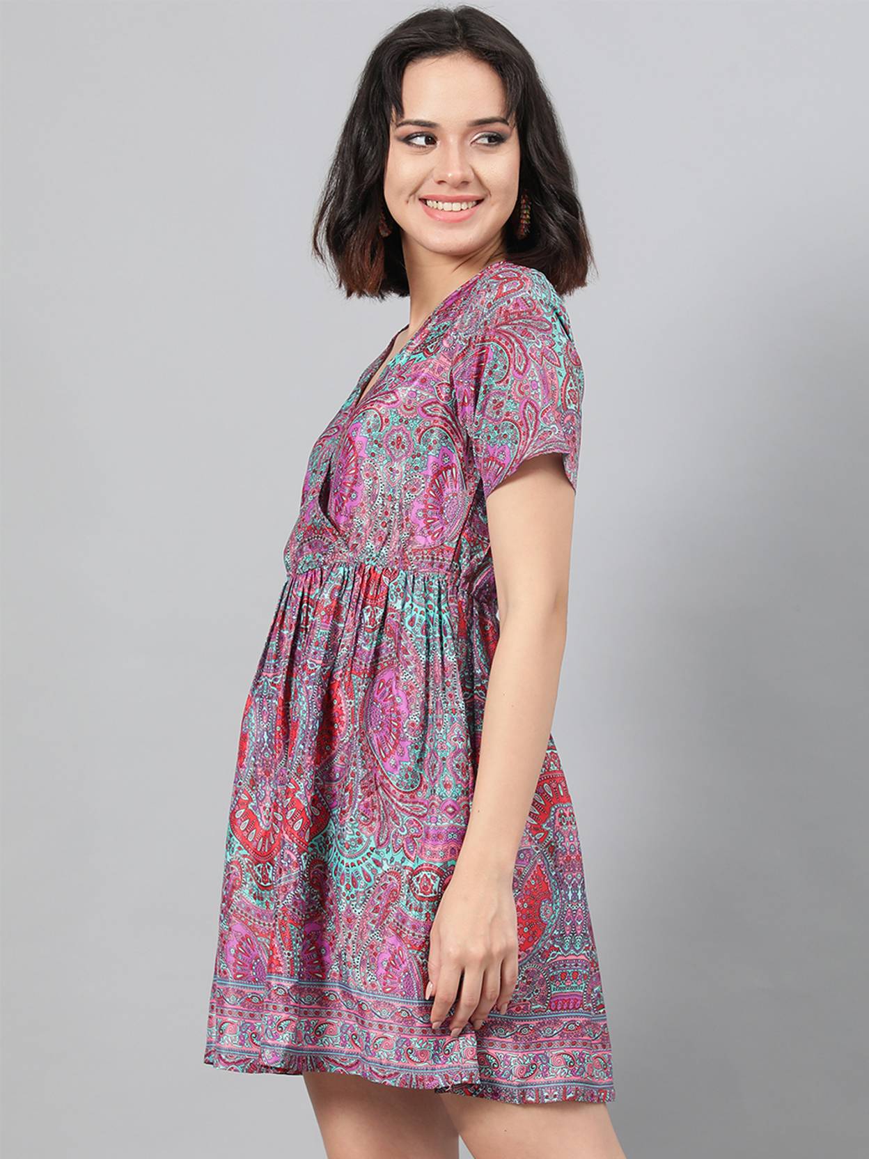 KOTTY Women Fit and Flare Multicolor Above Knee/Mid Thigh Length Dress