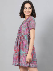 KOTTY Women Fit and Flare Multicolor Above Knee/Mid Thigh Length Dress
