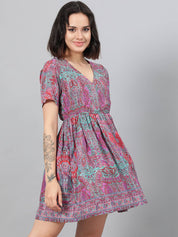 KOTTY Women Fit and Flare Multicolor Above Knee/Mid Thigh Length Dress