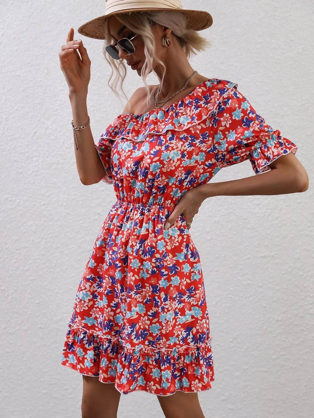 KOTTY Women Fit and Flare Multicolor Knee Length Dress