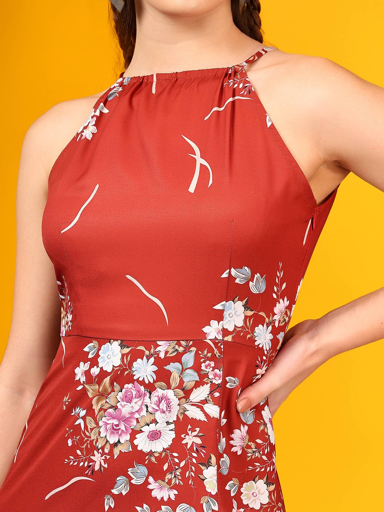 KOTTY Women Fit and Flare Multicolor Midi/Calf Length Dress